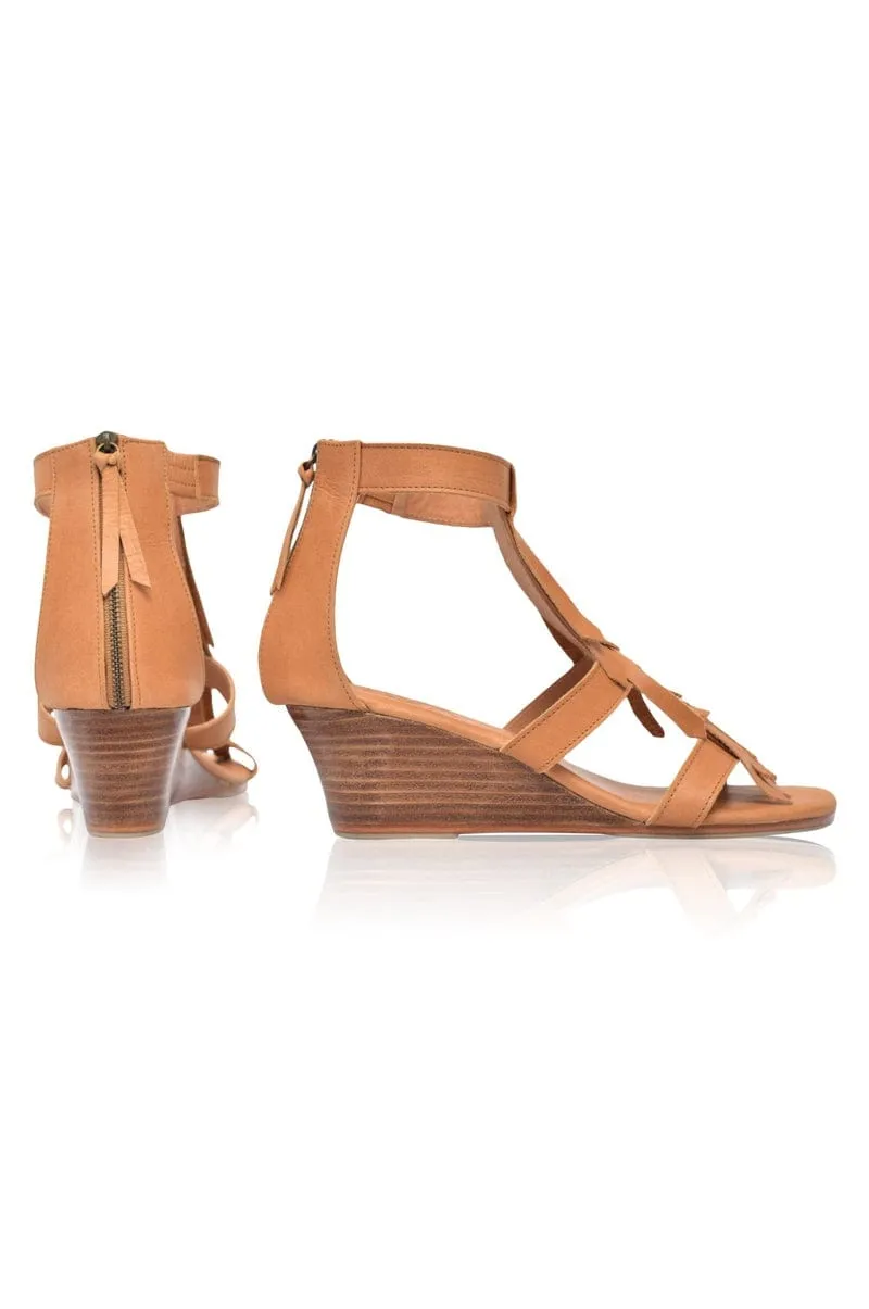 Vintage Tan Fringe Sandals - Buy Now