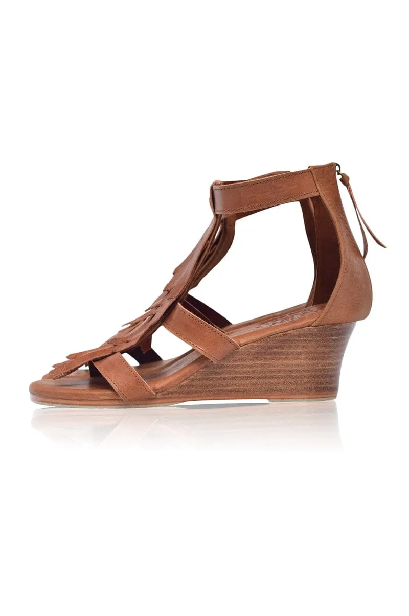 Vintage Tan Fringe Sandals - Buy Now