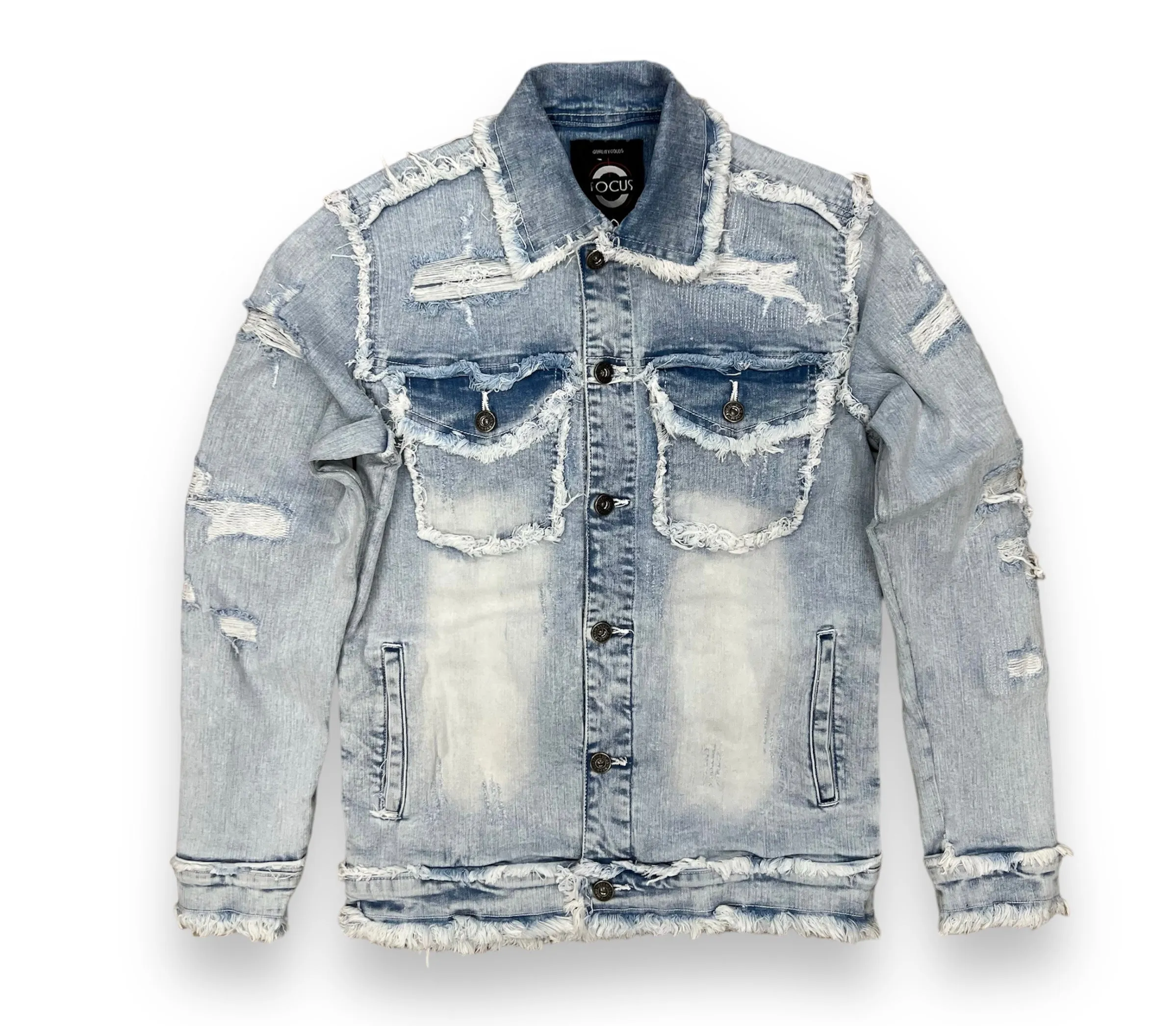 Focus Denim Heavy Dstrssd Ice Blue Denim Jacket