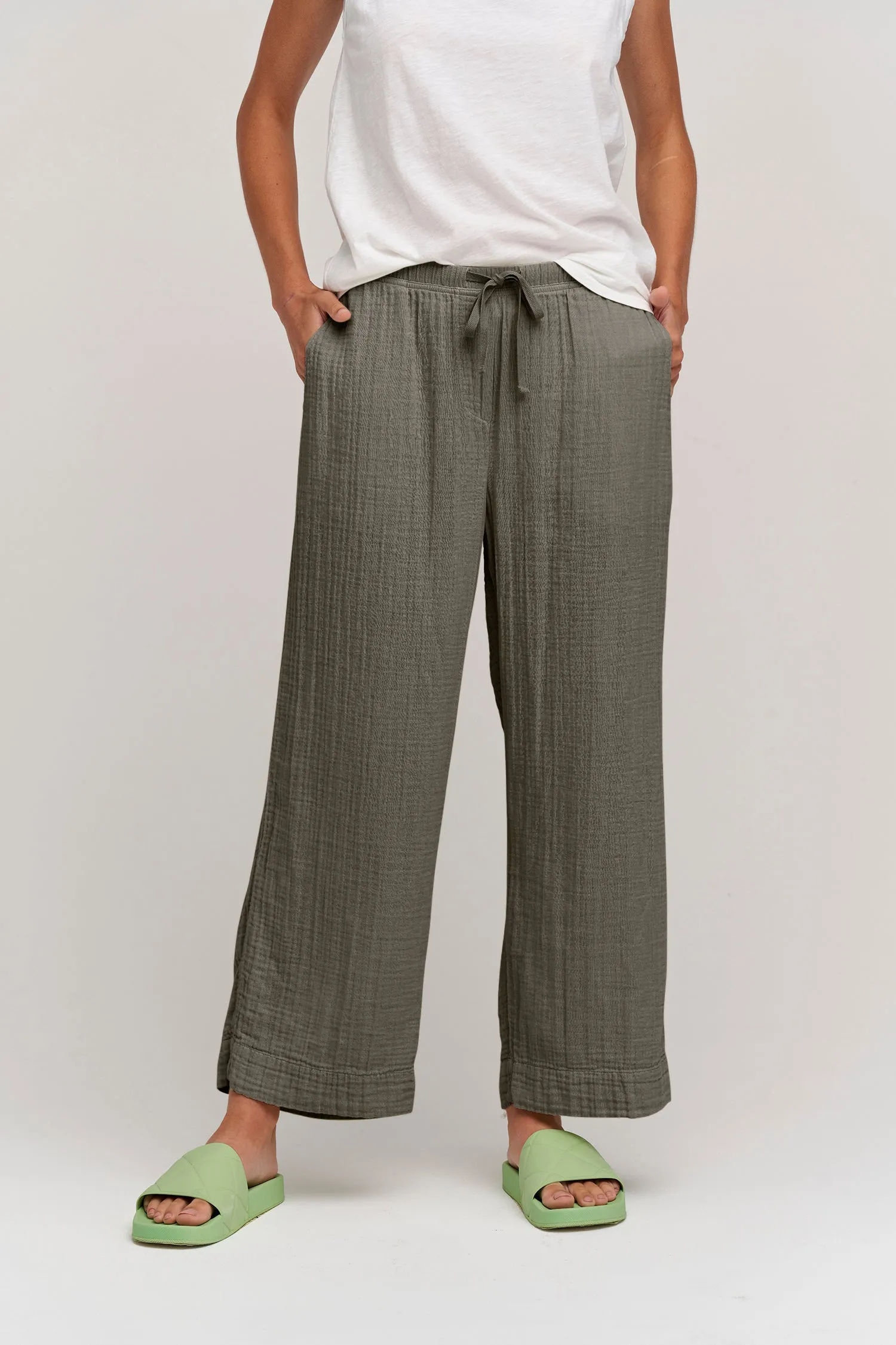 FRANNY COTTON GAUZE TROUSERS IN CAVIAR