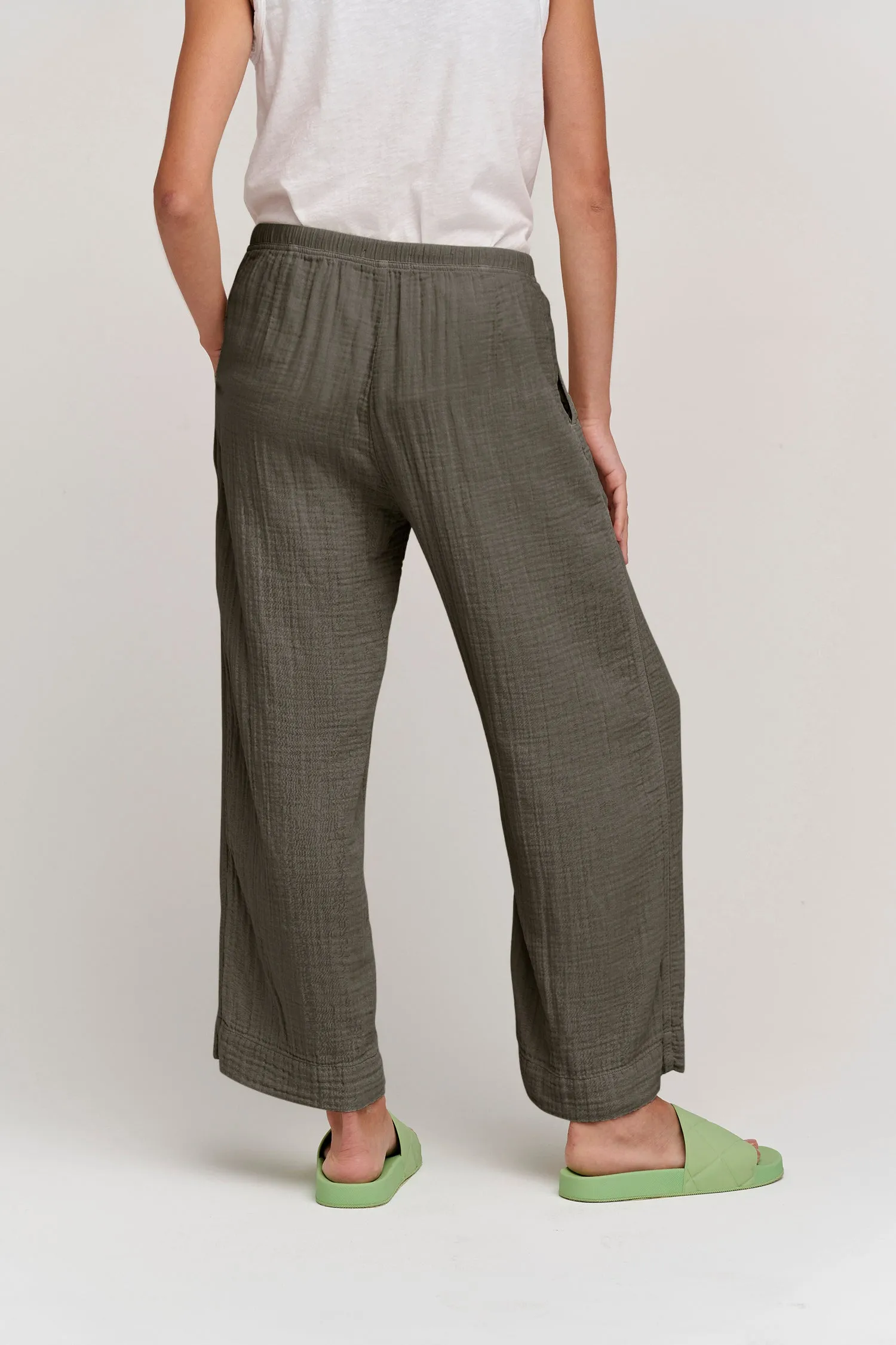 FRANNY COTTON GAUZE TROUSERS IN CAVIAR