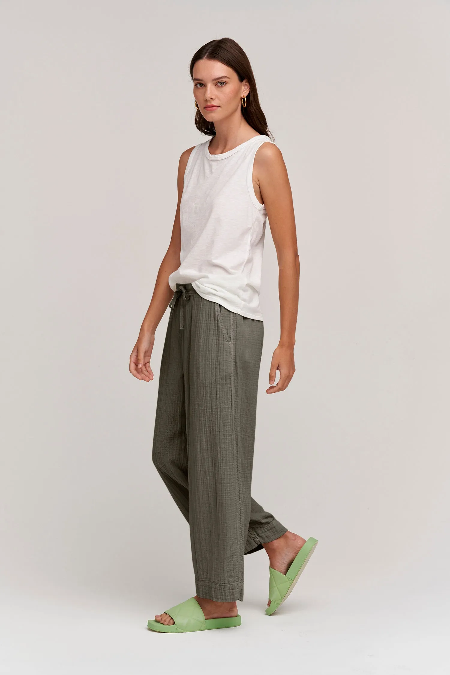 FRANNY COTTON GAUZE TROUSERS IN CAVIAR