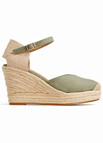 Green Suede Espadrille Wedges at Grattan