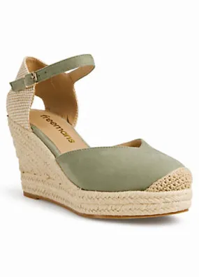 Green Suede Espadrille Wedges at Grattan