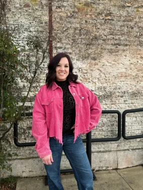 Fuchsia Corduroy Jacket - Vintage Washed