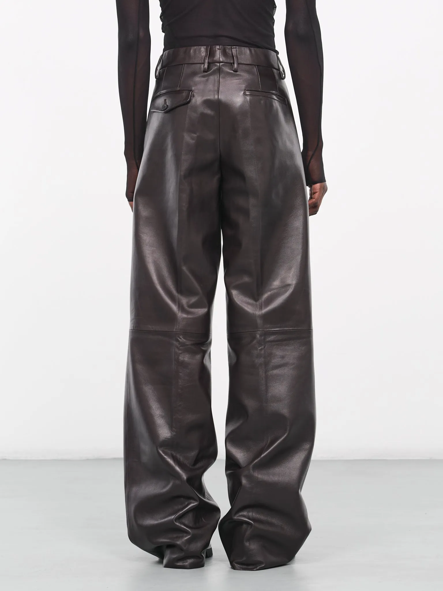 Gaspar Flared Leather Trousers (B0011607-LT117-038-AUBERGINE)