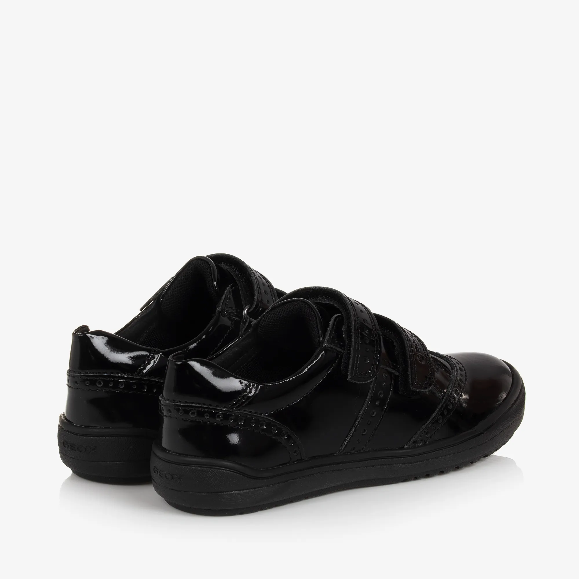 Girls Black Patent Leather Trainers