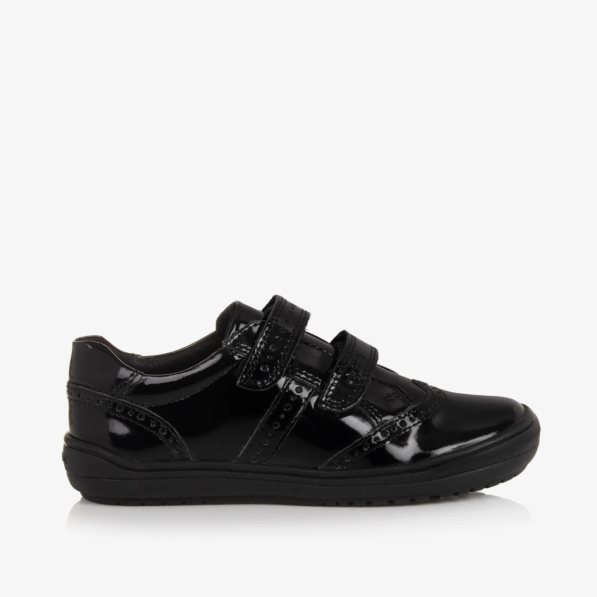 Girls Black Patent Leather Trainers