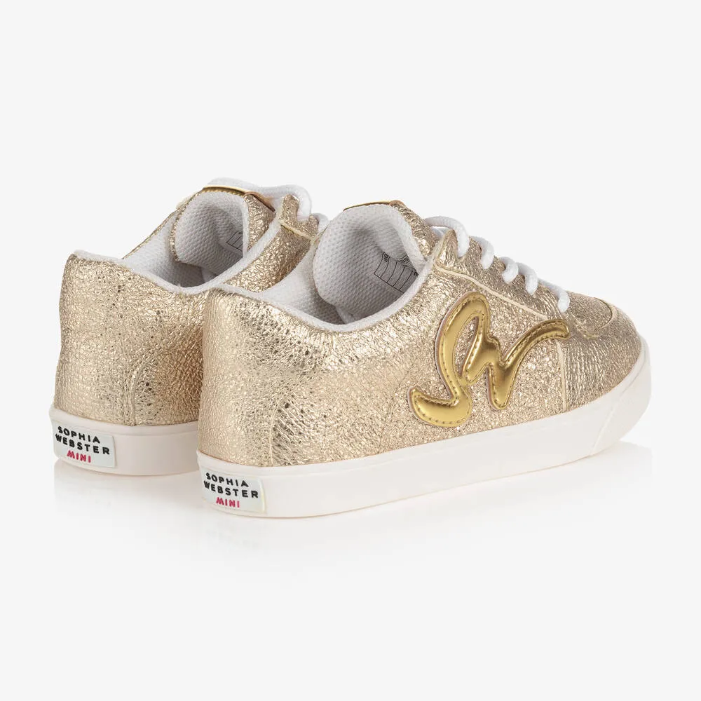 Girls Gold Leather Stomp Sneakers