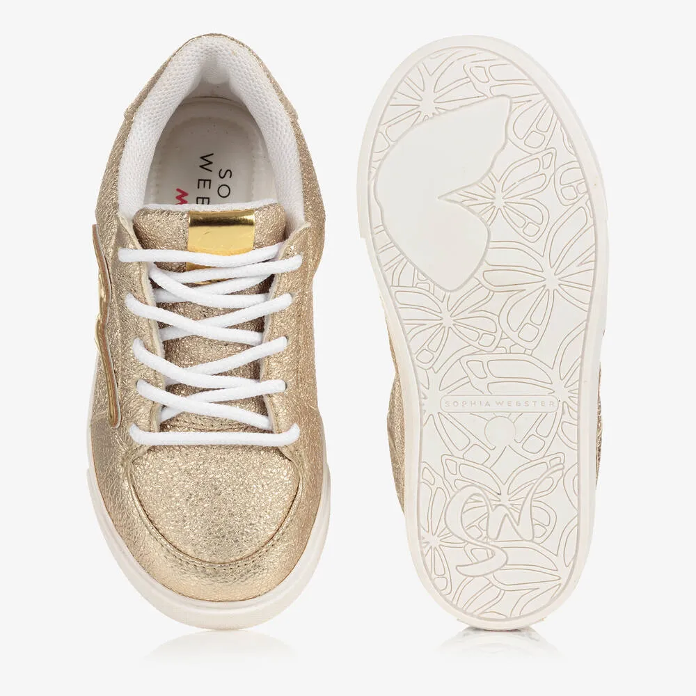 Girls Gold Leather Stomp Sneakers