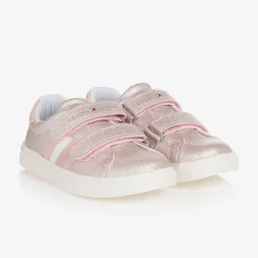 Girls Pink Glitter Velcro Trainers