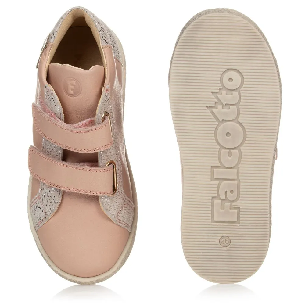 Girls Pink Leather Trainers