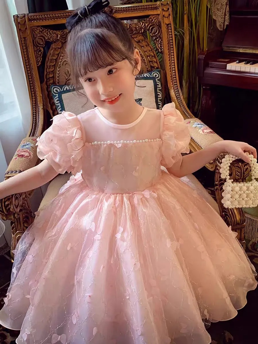 Girls Puff Sleeve Mesh Princess Dress Summer Dress 2023 New Girl Puff Dress Skirt Western Style Children's Dress