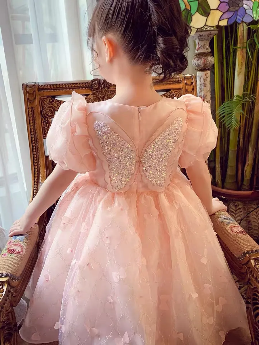 Girls Puff Sleeve Mesh Princess Dress Summer Dress 2023 New Girl Puff Dress Skirt Western Style Children's Dress