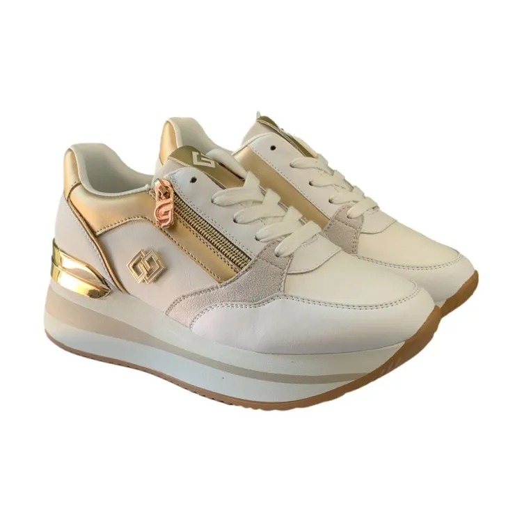 Gold GB836 Women's White Sneakers