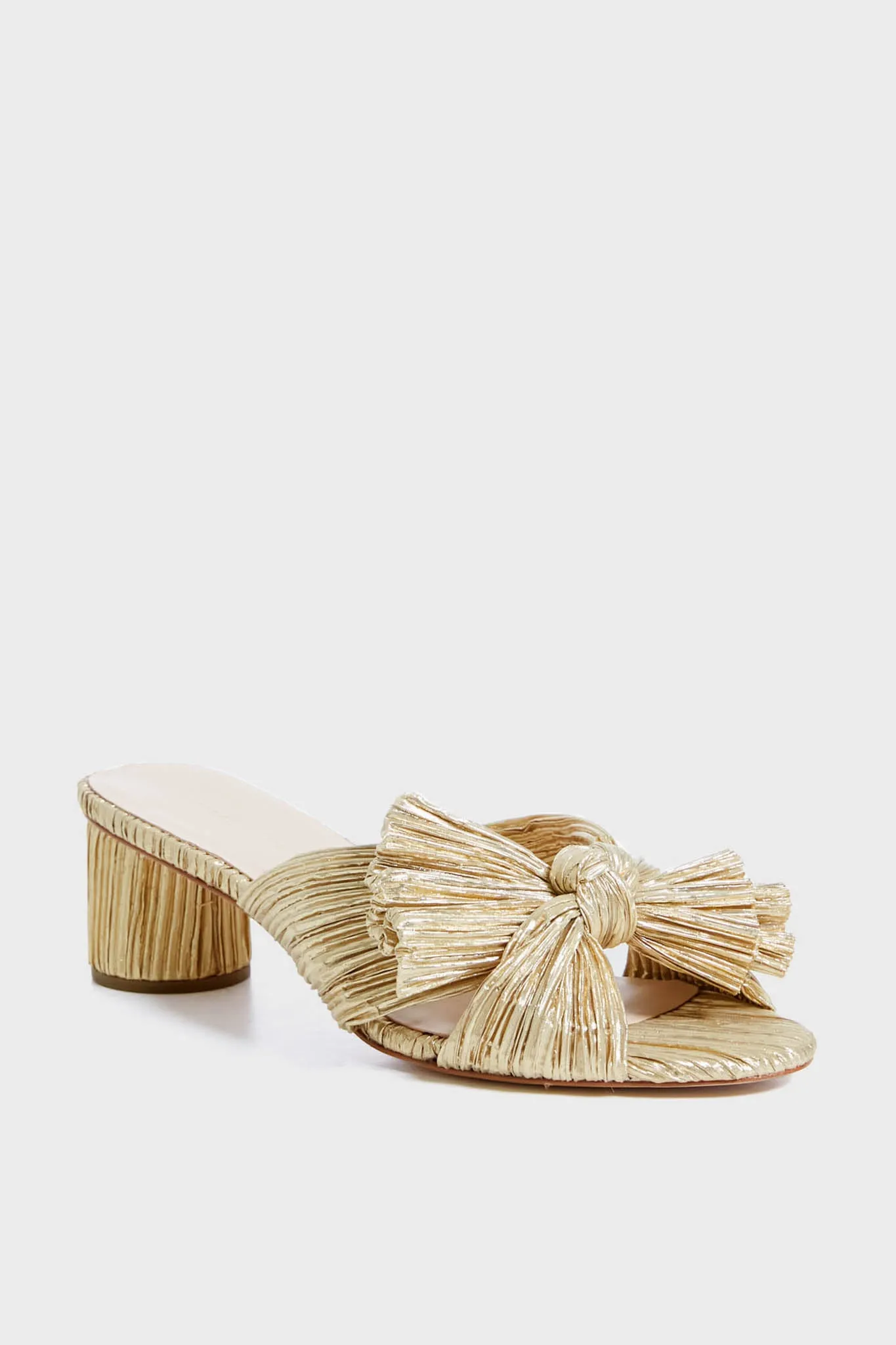 Gold Emilia Pleated Knot Mules