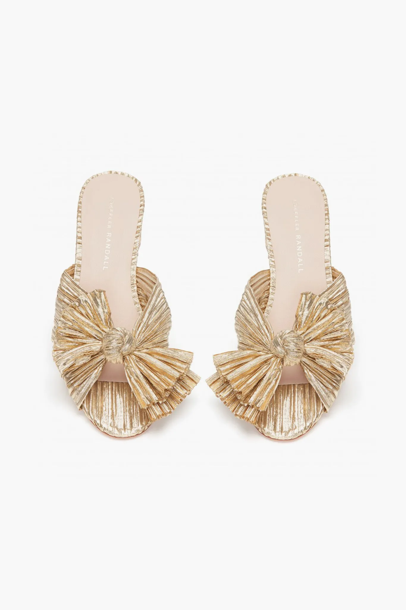 Gold Emilia Pleated Knot Mules