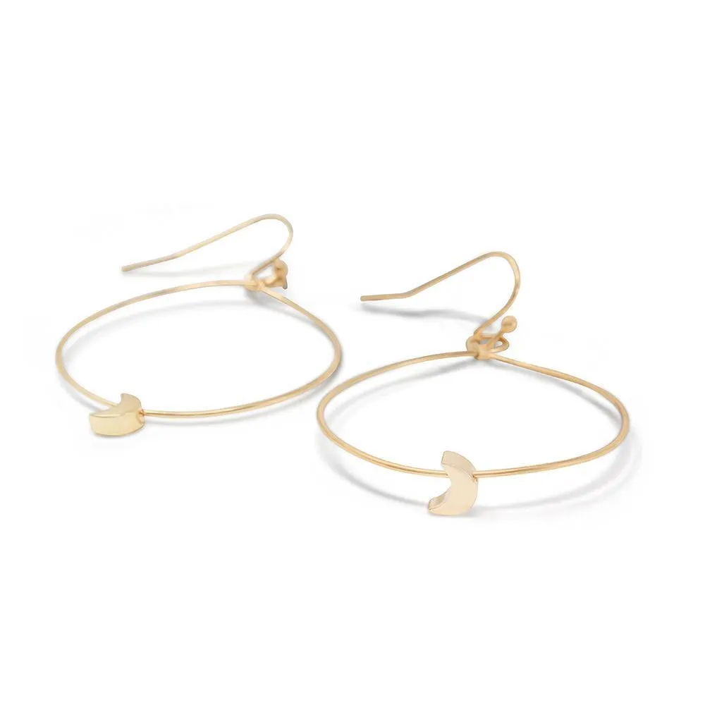 Gold Plated Brass Earrings Crescent Hoop Shape