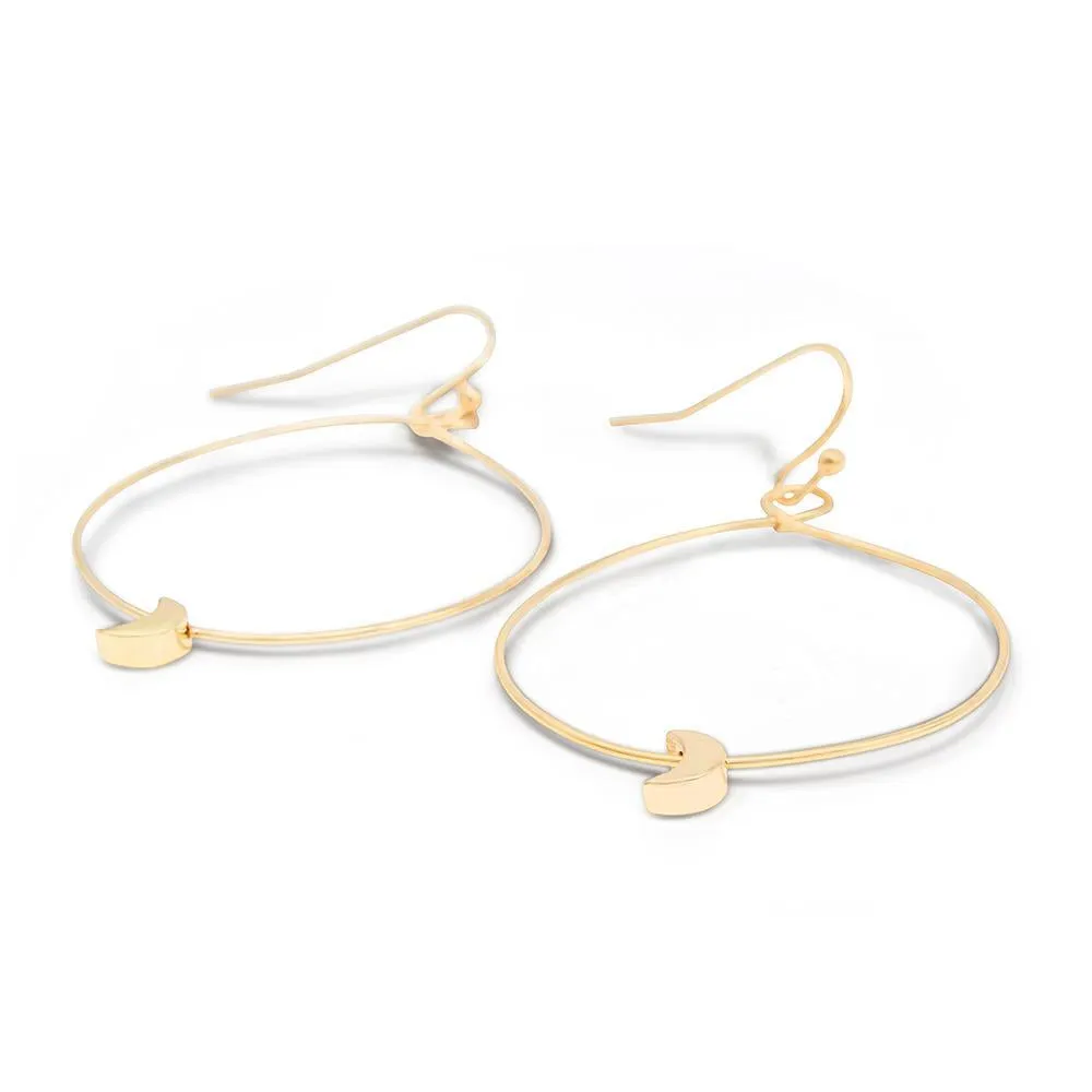 Gold Plated Brass Earrings Crescent Hoop Shape