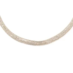 Gold Tone Mesh Crystal Clear Necklace