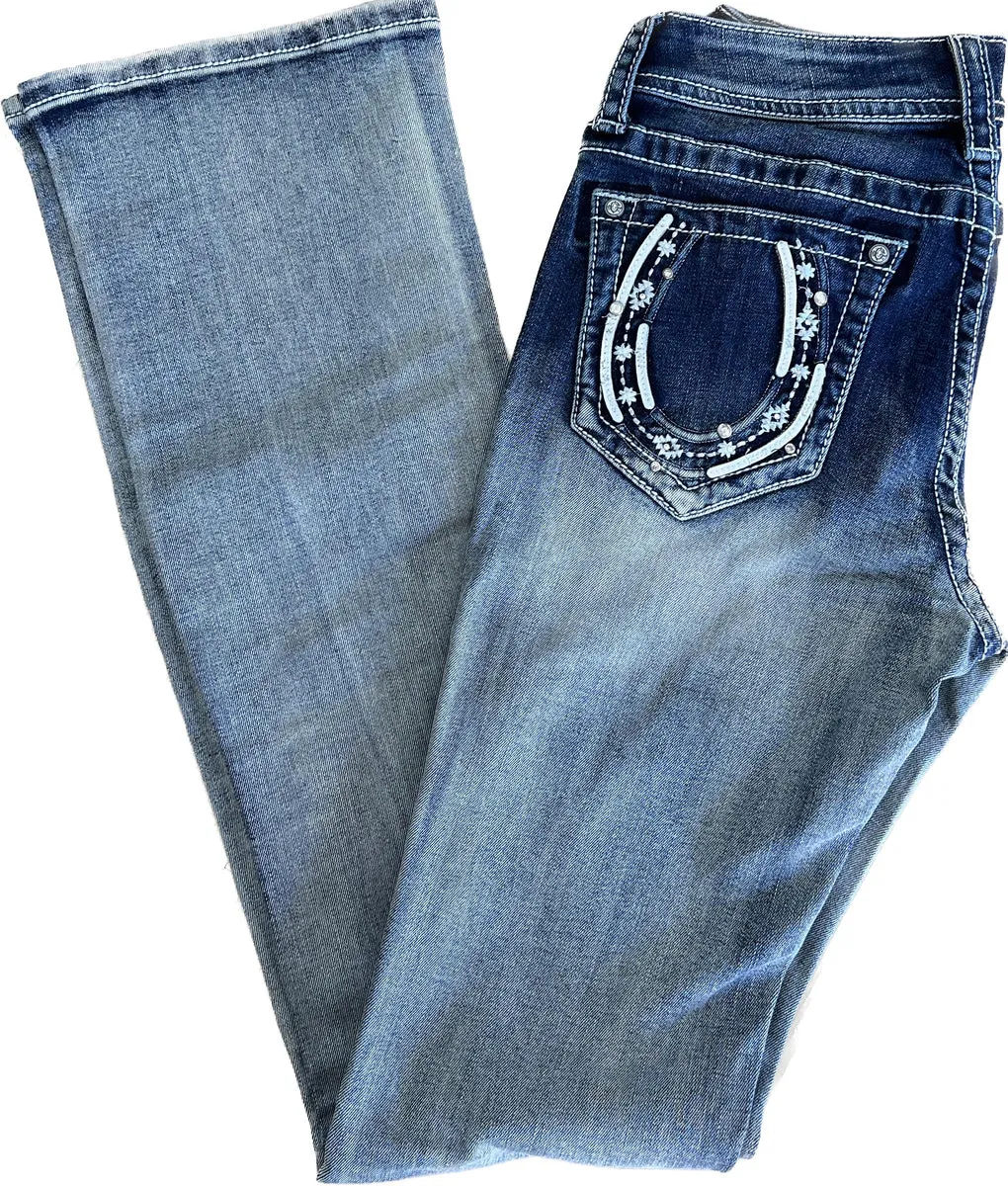 Grace In LA Horse Shoe Pocket Jeans