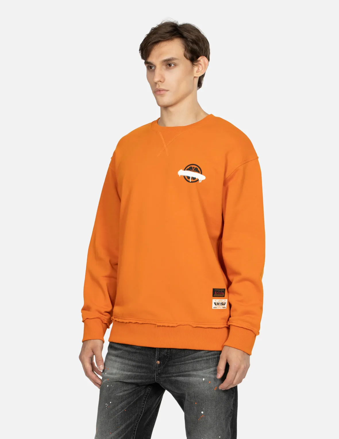 Graffiti Daicock and Kamon Print Relax Fit Sweatshirt