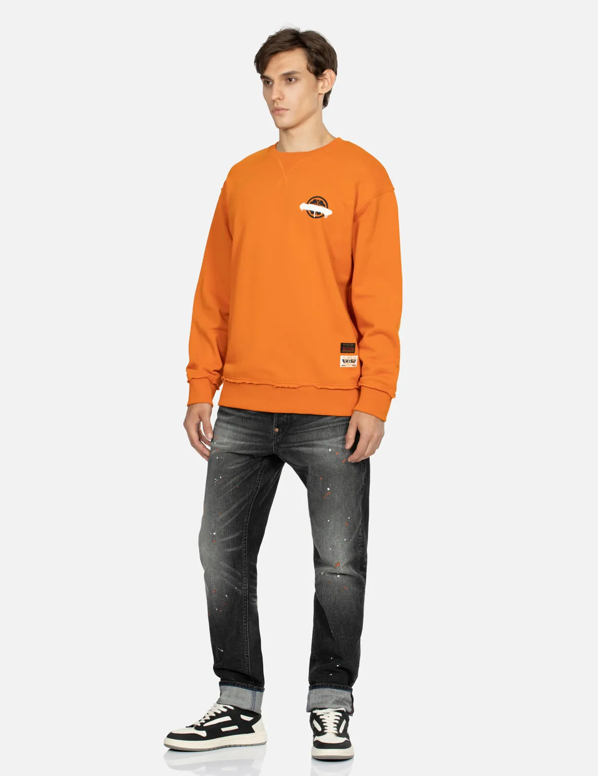 Graffiti Daicock and Kamon Print Relax Fit Sweatshirt