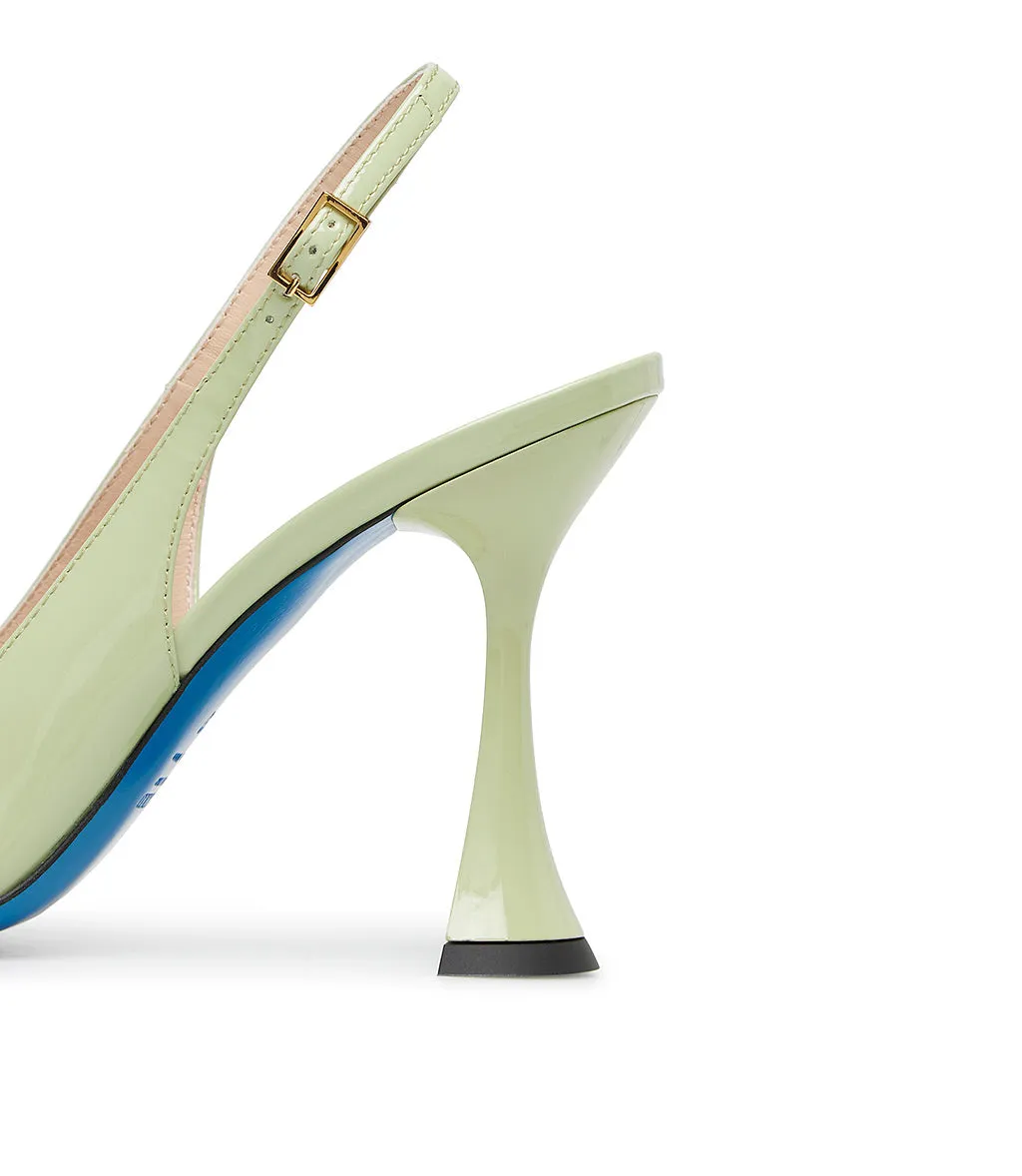 Green Patent Leather Slingback Pumps in Pistachio Color.