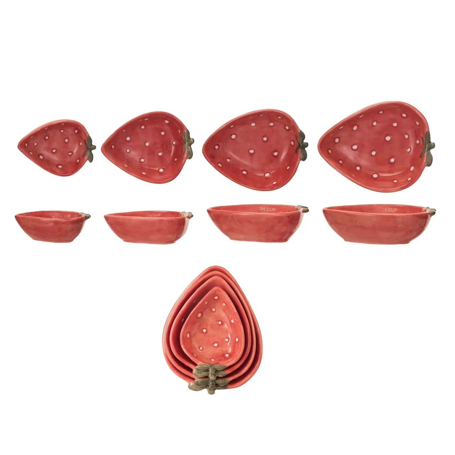 Hand-Painted Strawberry Shaped Measuring Cups, Set of 4