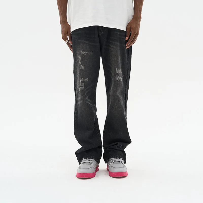 H/C Micro Flared Distressed Jeans