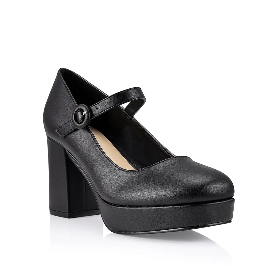 Hennessy Mary Jane Platforms - Black Smooth