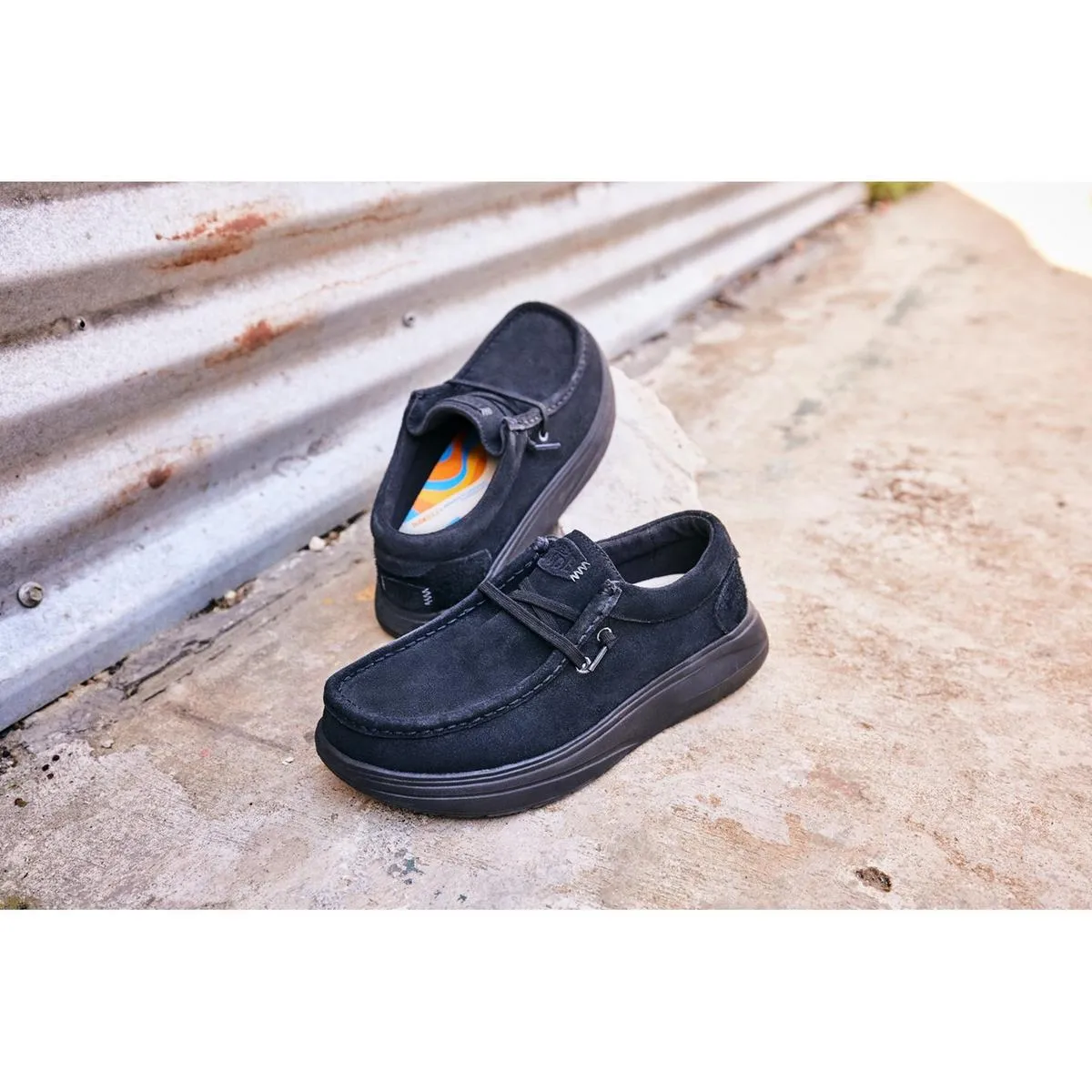 HEYDUDE Wally X Suede Shoes Black