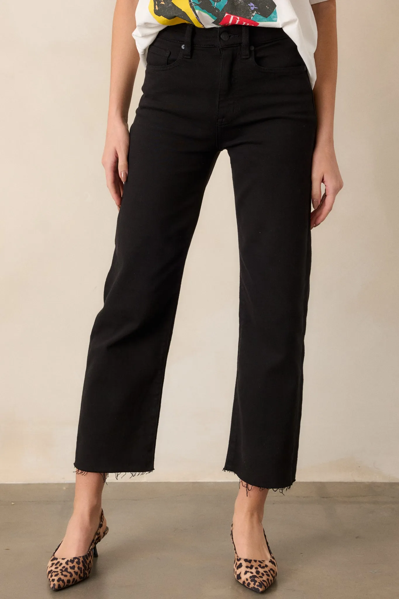 High Stakes Black Cropped Straight Leg Jeans