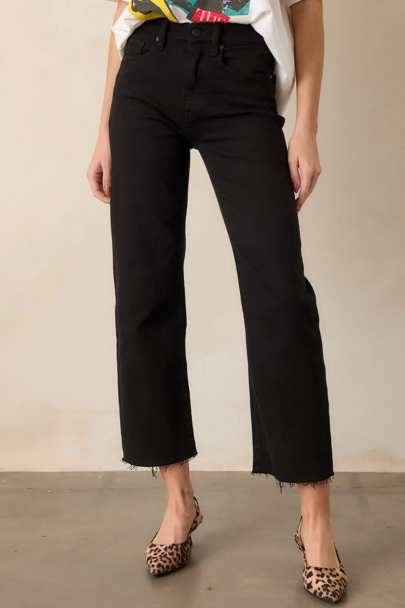 High Stakes Black Cropped Straight Leg Jeans