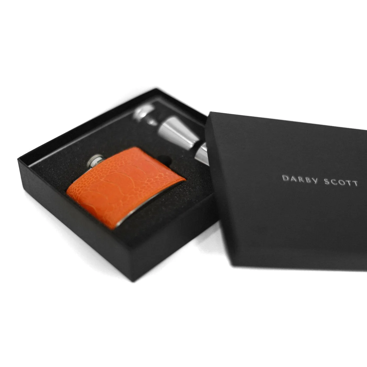 Hip Flask Gift Set, 4 Oz, Tangerine Orange O.L.