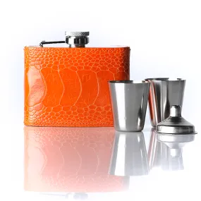 Hip Flask Gift Set, 4 Oz, Tangerine Orange O.L.