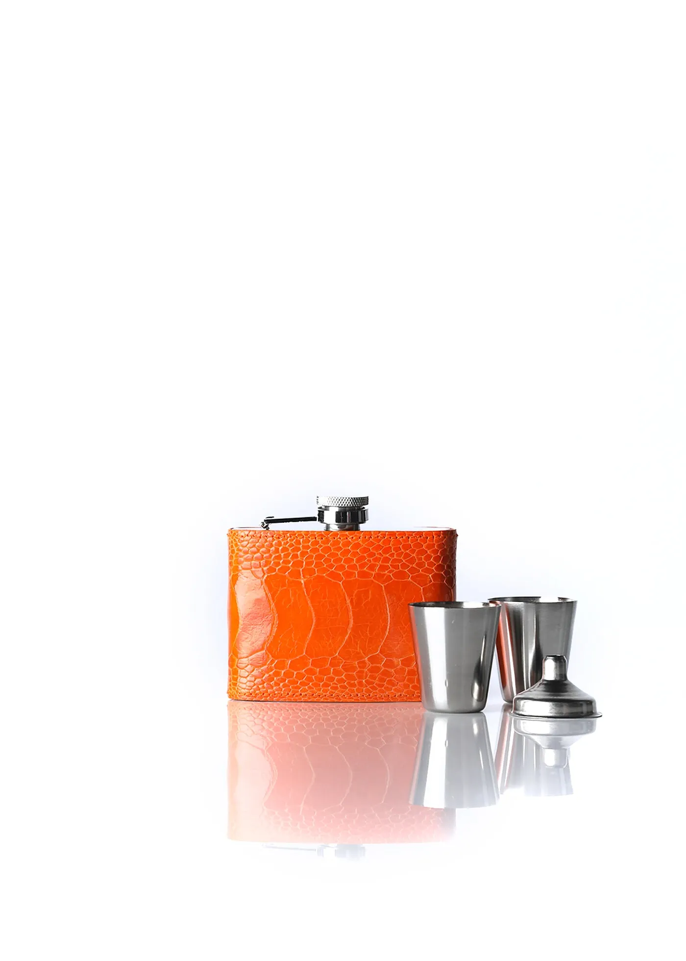 Hip Flask Gift Set, 4 Oz, Tangerine Orange O.L.