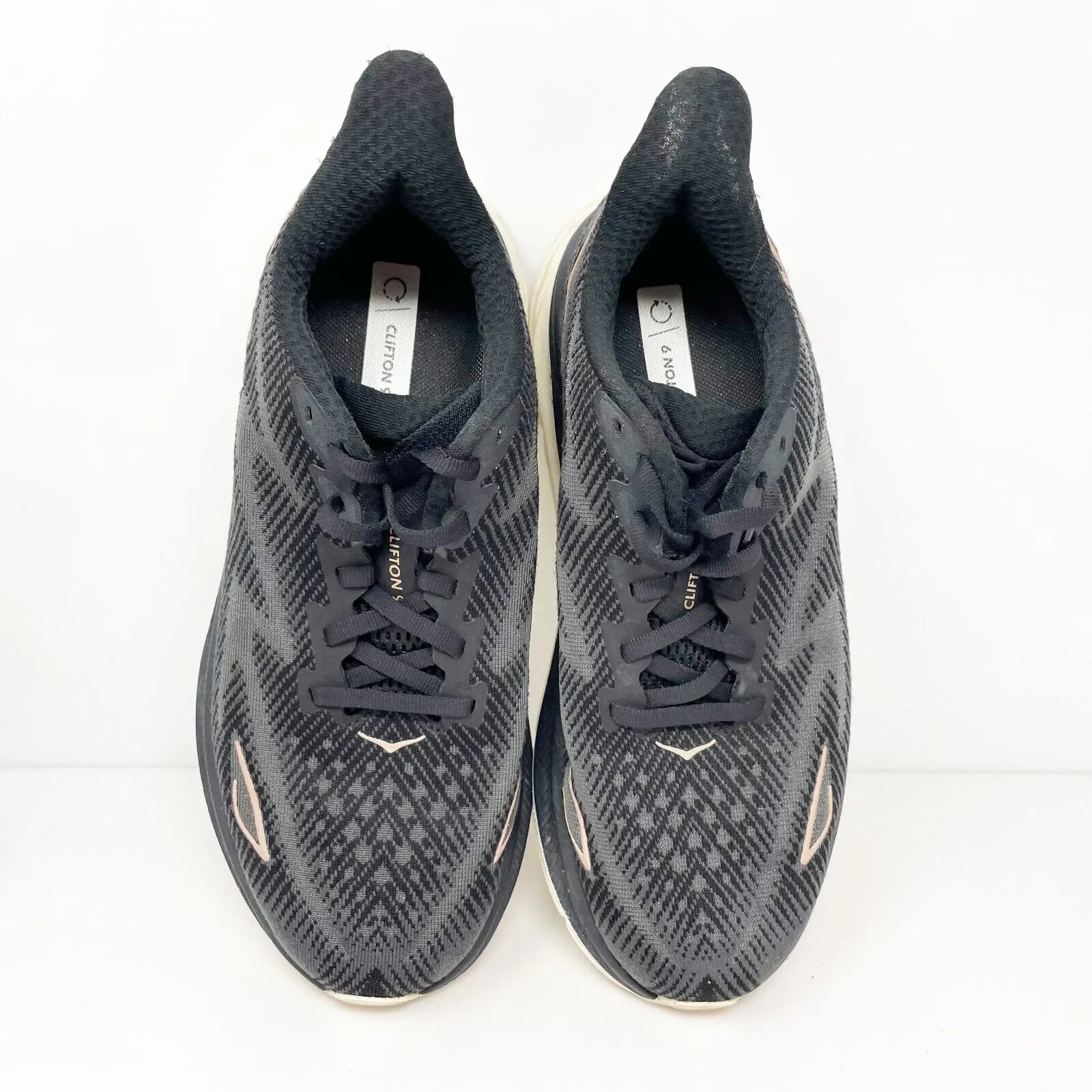 Hoka One One Womens Clifton 9 1132211 BRGL Black Running Shoes Sneakers Sz 7.5 D