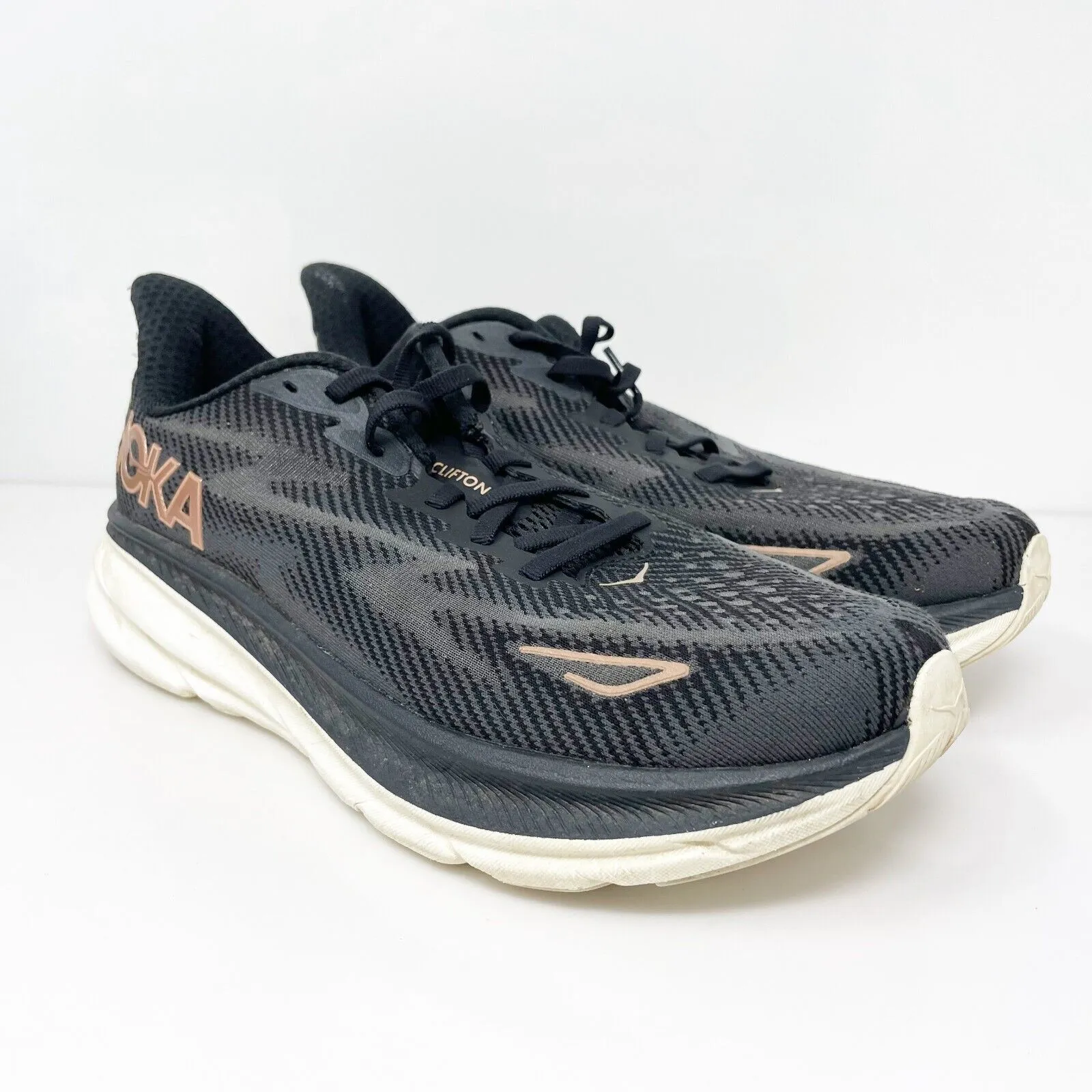 Hoka One One Womens Clifton 9 1132211 BRGL Black Running Shoes Sneakers Sz 7.5 D