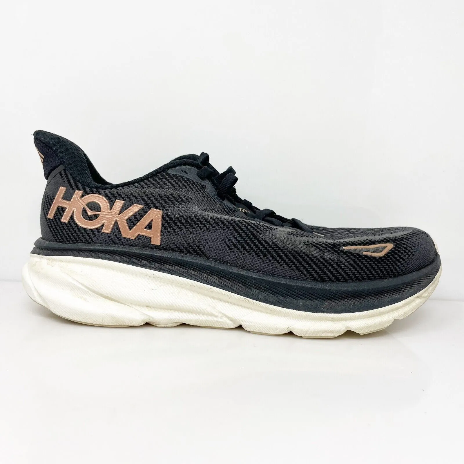 Hoka One One Womens Clifton 9 1132211 BRGL Black Running Shoes Sneakers Sz 7.5 D