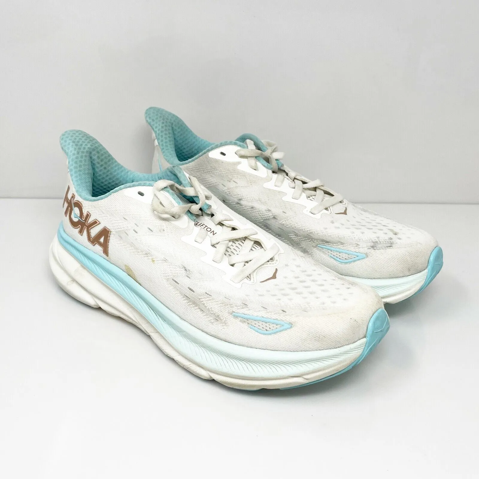 Hoka One One Womens Clifton 9 1132211 FTRS White Running Shoes Sneakers Sz 7.5 D