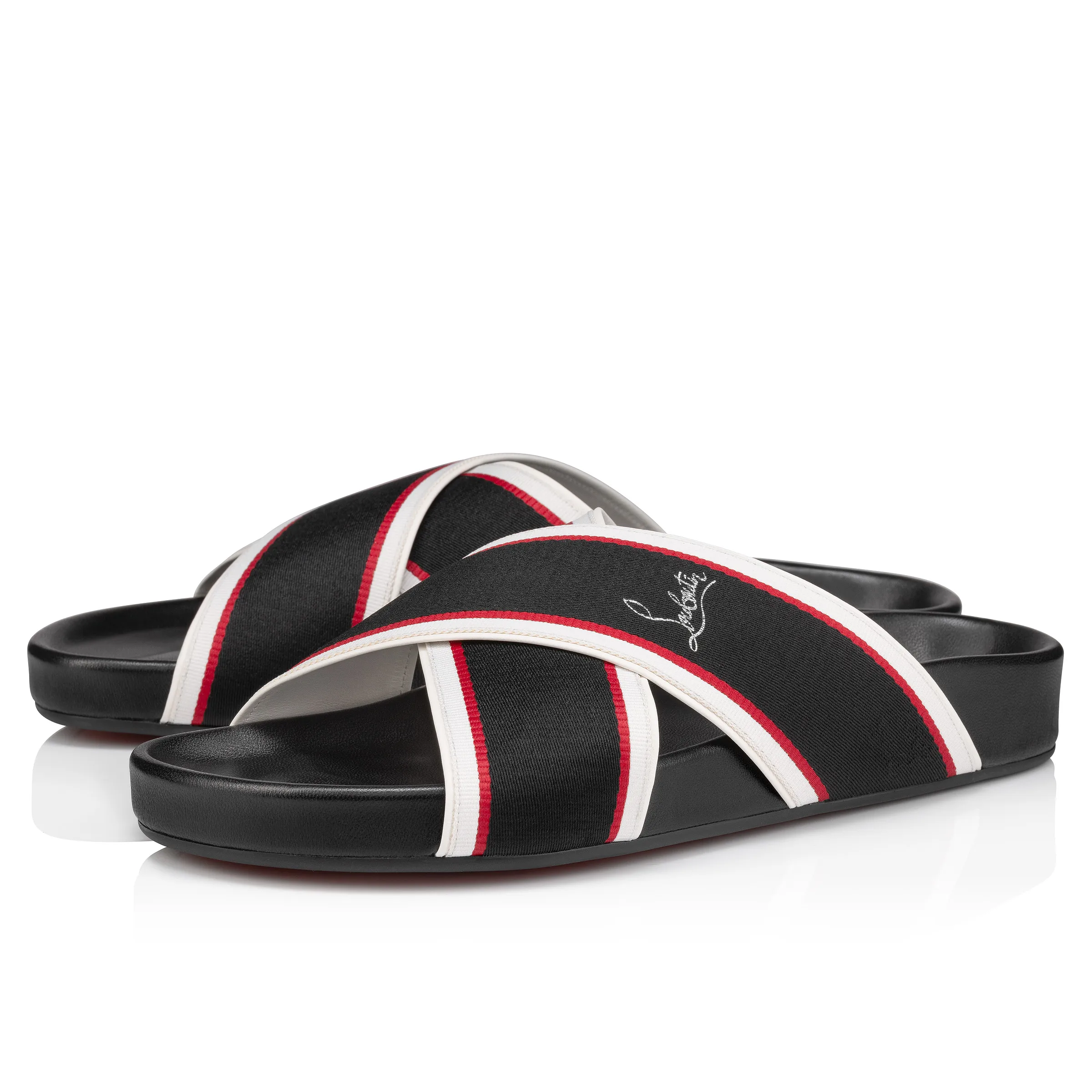 Hot Cross Bizz Mules - Ribbon and nappa leather - Black - Men