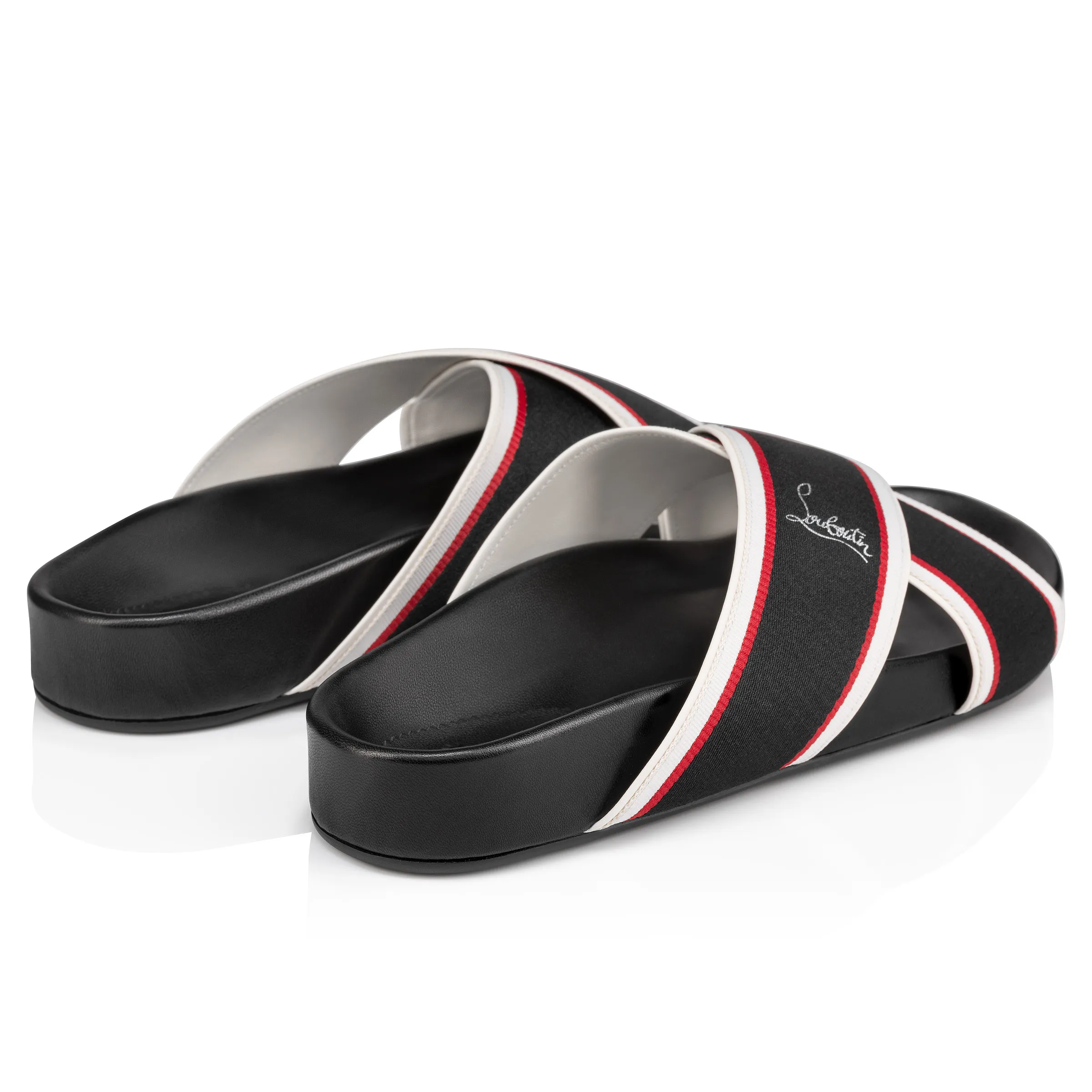 Hot Cross Bizz Mules - Ribbon and nappa leather - Black - Men