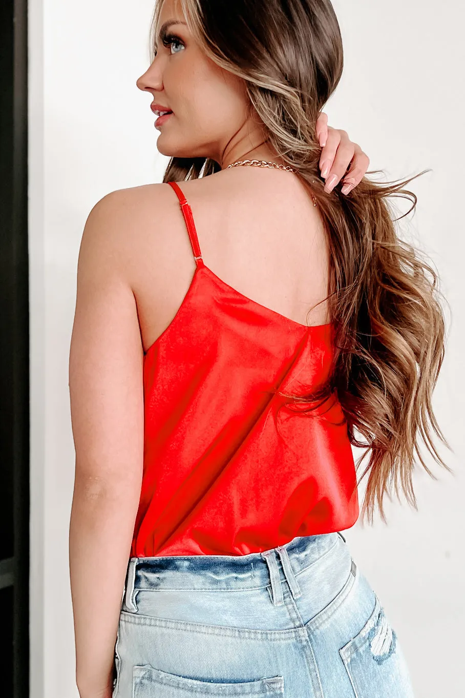 Hot Girl Energy Pleated Surplice Bodysuit (Scarlet)