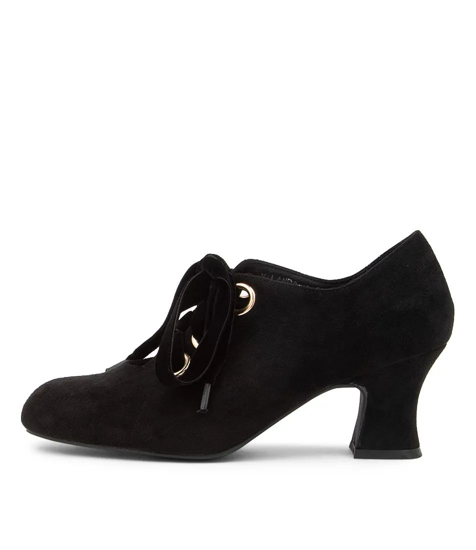 I LOVE BILLY Yalanda Black Microsuede Heels