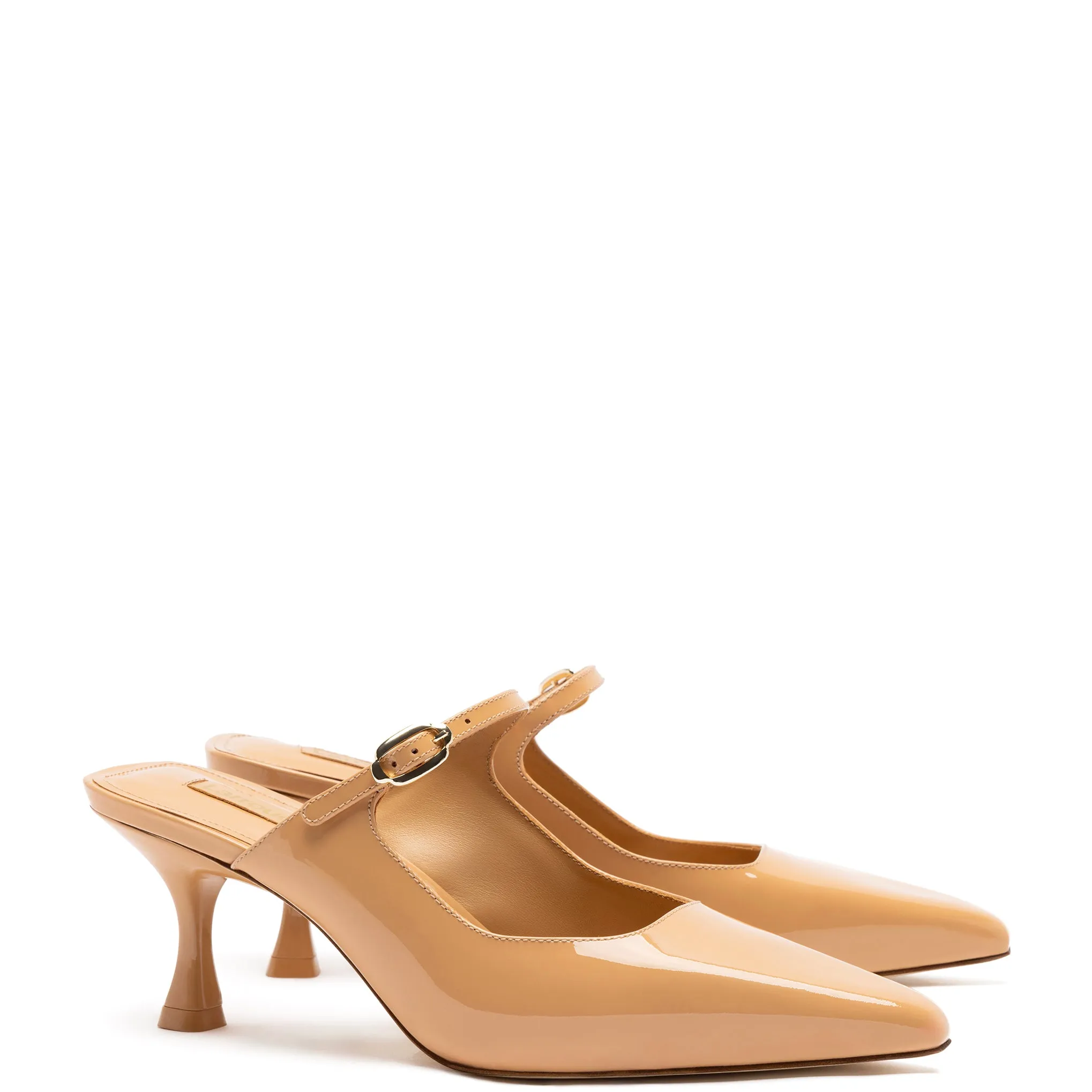 Tan Patent Leather Ines Mules