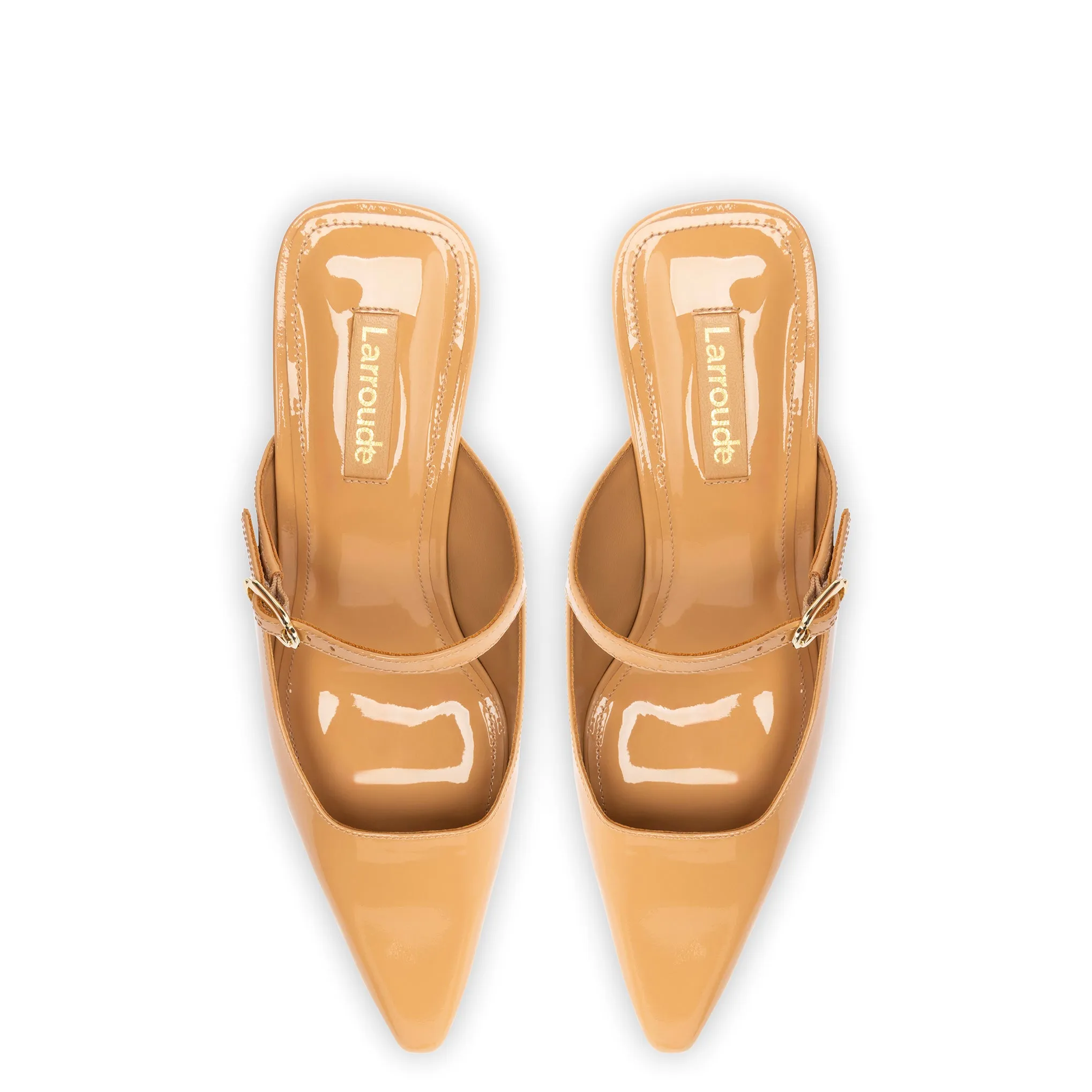 Tan Patent Leather Ines Mules