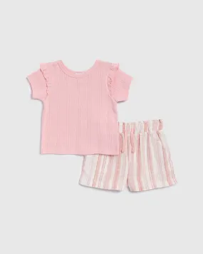 Infant Girl Multi Stripe Short Set