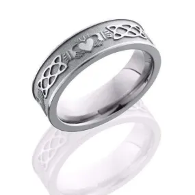 Irish Celtic Claddagh Pattern Men's Wedding Band