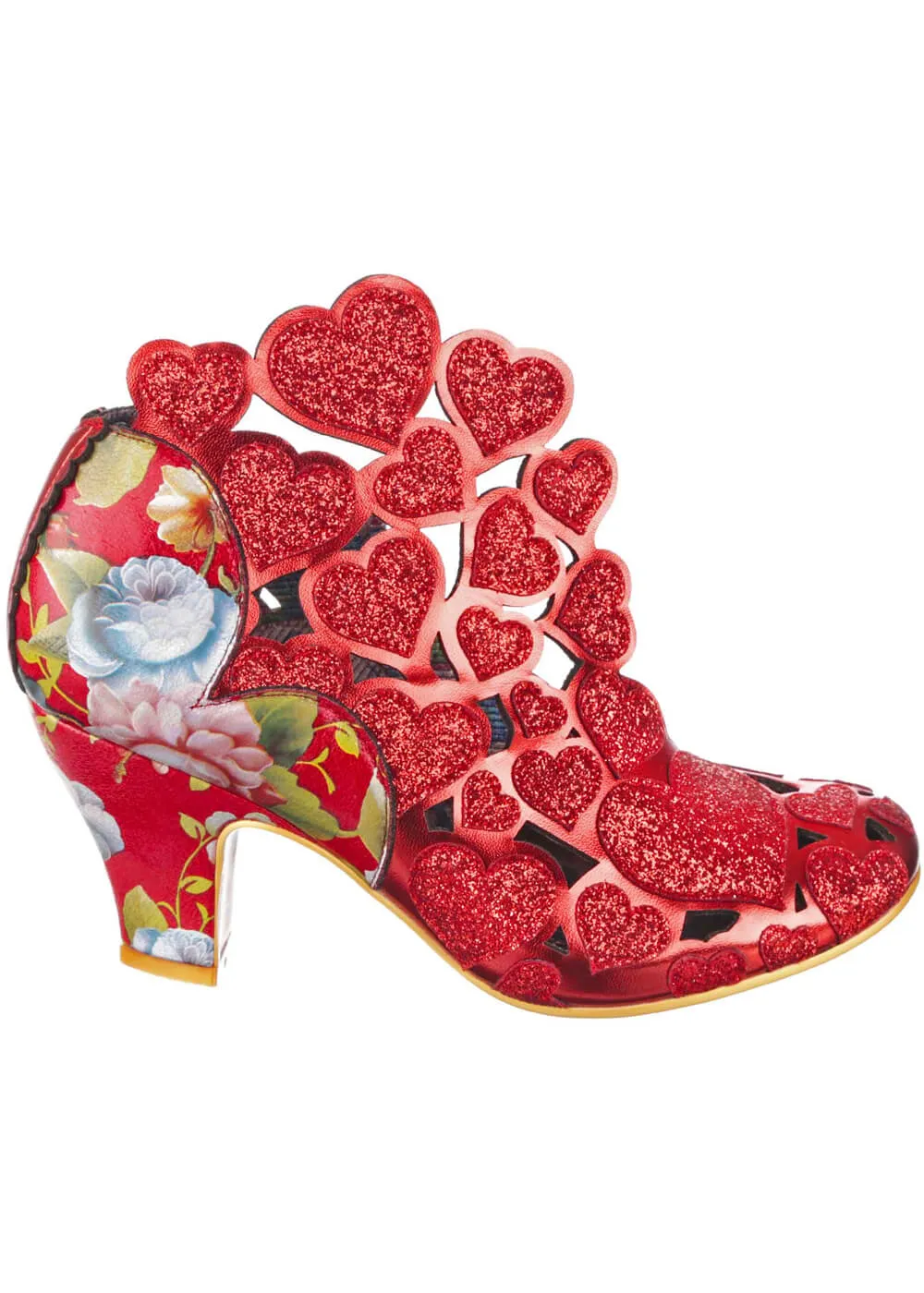 Irregular Choice Meile Hearts Floral 50's Pumps Red